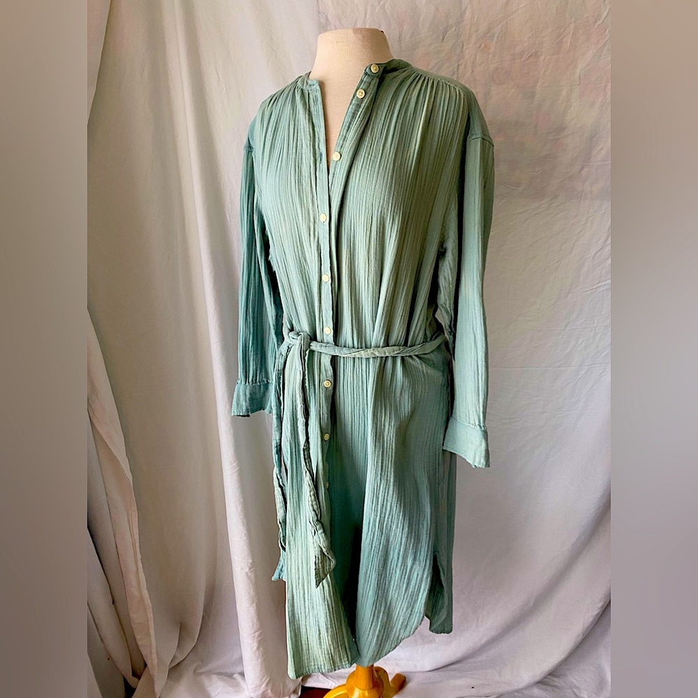 Gap seafoam blue,  cotton,  button down shirt dress large